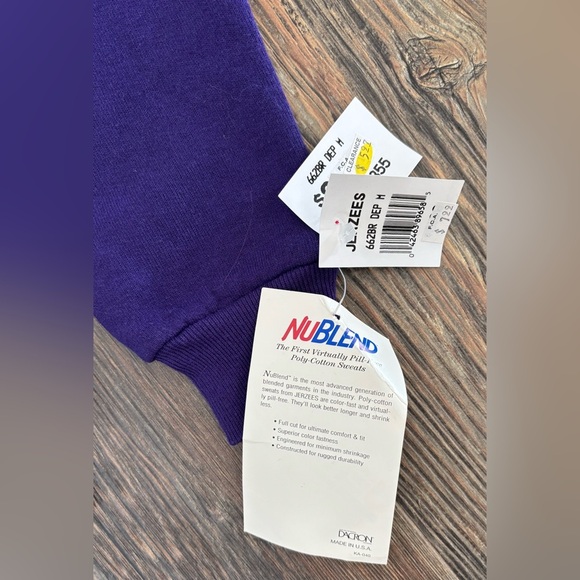 Vtg 90s JERZEES NUBLEND Girls M 10-12 Purple Crewneck Sweatshirt USA NOS NWT - Picture 7 of 9